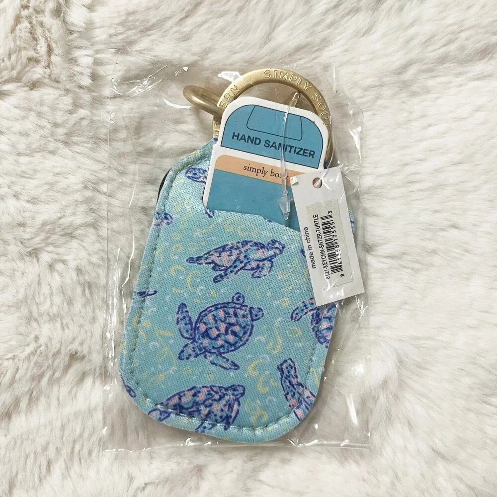 🔮‎ 5/$25 Simply Southern Blue Turtles Hand Sanitizer Holder Keychain / Bagchain